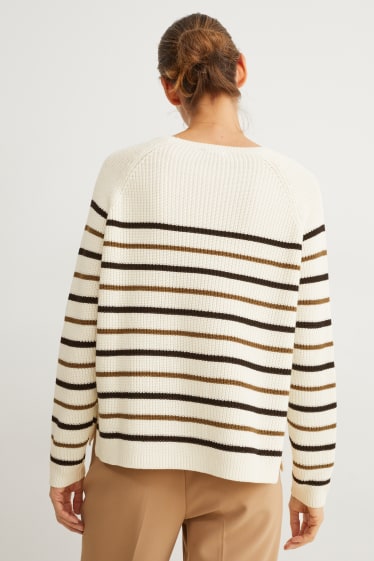 Kobiety - Sweter z linii basic - kremowobiały