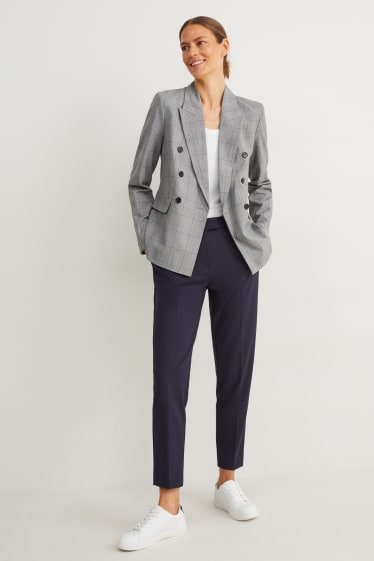 Dona - Pantalons formals - mid waist - slim fit - Mix & Match - blau fosc