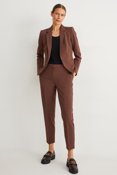Donna - Pantaloni di stoffa - vita media - regular fit - marrone scuro