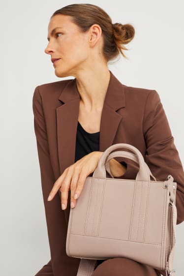 Damen - Tasche mit abnehmbarem Taschengurt - Lederimitat - silber