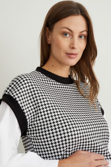 Femei - Bluză de molton gravide - aspect 2 în 1 - alb / negru