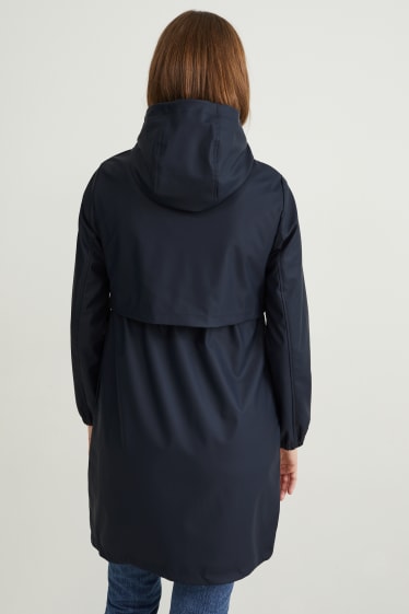 Femmes - Veste de pluie de grossesse à capuche et avec un empiècement porte-bébé - bleu foncé