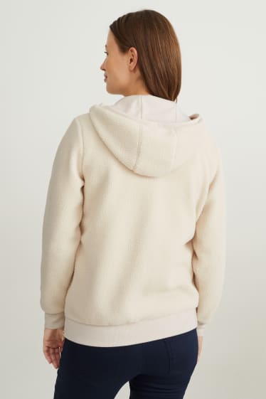 Dames - Zwangerschapssweatvest met babydraagzak en capuchon - crème wit