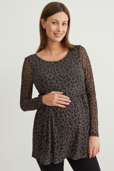 Dames - Zwangerschapsblouse - met patroon - donkergroen / zwart