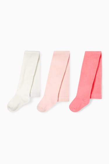 Enfants filles - Lot de 3 paires - collants - blanc