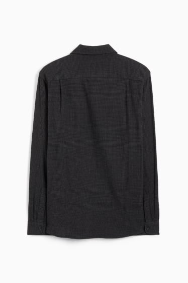 Heren - Overhemd - slim fit - cut away - geruit - zwart