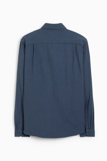 Uomo - Camicia di flanella - regular fit - colletto alla francese - blu