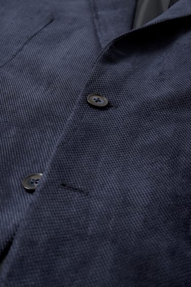 Men - Jacket - regular fit - textured - dark blue