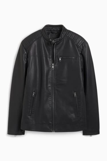 Hommes - Blouson motard - synthétique - noir