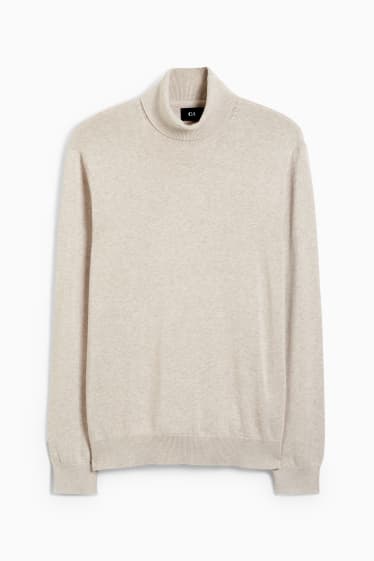 Hommes - Pull à col roulé - taupe