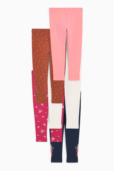 Enfants - Lot de 5 - leggings chauds - bleu foncé