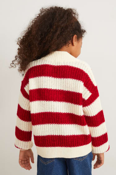 Kinder - Pullover - gestreift - rot / cremeweiß