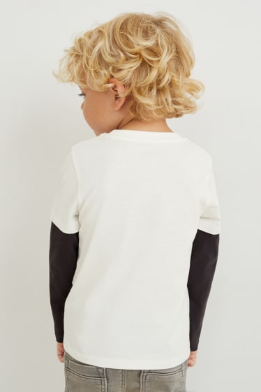 Kinderen: jongens - Longsleeve - 2-in-1-look - crème wit