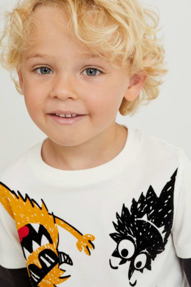Kinderen: jongens - Longsleeve - 2-in-1-look - crème wit