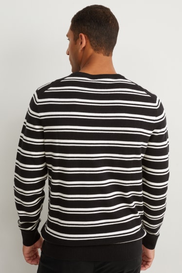 Hommes - Pull - à rayures - noir / blanc