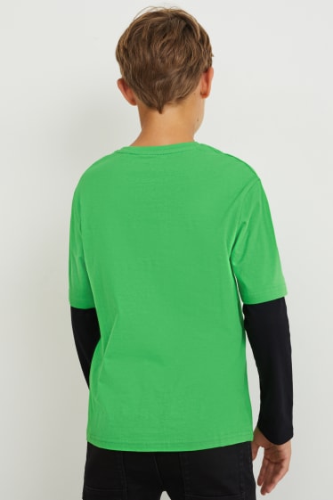 Enfants garçons - Minecraft - haut à manches longues - look 2-en-1 - vert clair