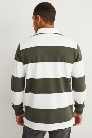 Herren - Poloshirt - gestreift - dunkelgrün
