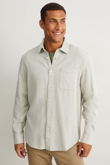 Hommes - Chemise - regular fit - col kent - vert chiné