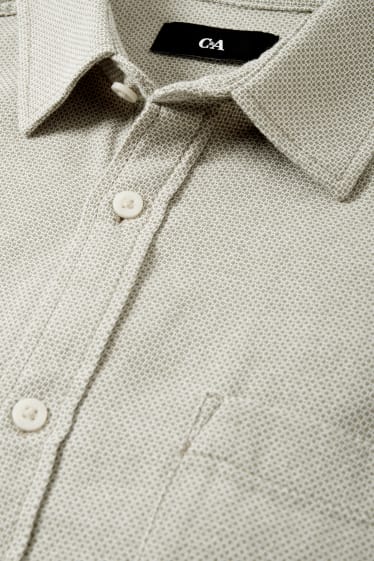 Hommes - Chemise - regular fit - col kent - vert chiné