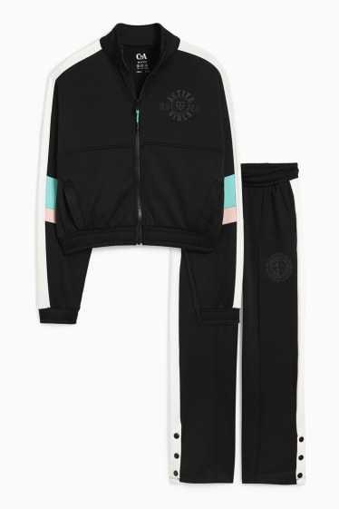 Kinderen: meisjes - Set - sportvest en -joggingbroek - 2-delig - zwart