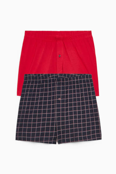 Heren - Set van 2 - boxershorts - jersey - donkerrood