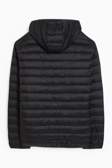 Men - Quilted jacket with hood - black