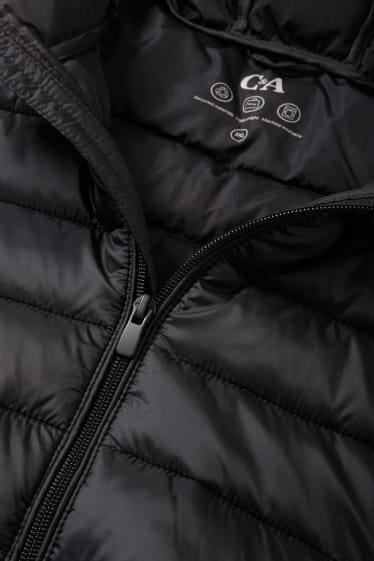 Men - Quilted jacket with hood - black