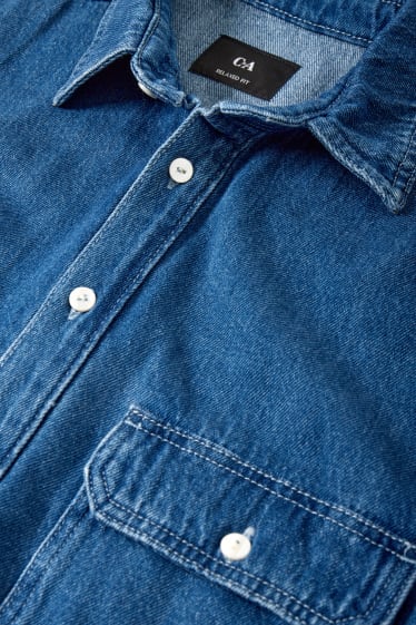 Heren - Overhemdjas van spijkerstof - jeansblauw