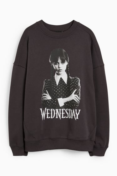 Damen - CLOCKHOUSE - Oversized-Sweatshirt - Wednesday - schwarz
