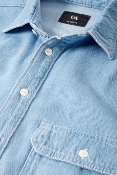 Heren - Overhemdjas van spijkerstof - jeanslichtblauw