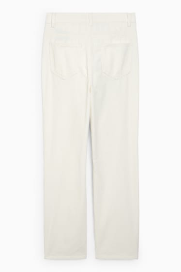 Femmes - Pantalon de velours - high waist - straight fit - blanc crème