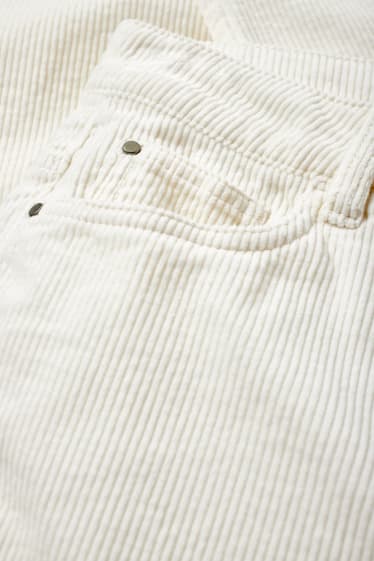 Femmes - Pantalon de velours - high waist - straight fit - blanc crème