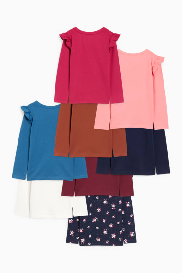 Enfants filles - Lot de 8 - hauts à manches longues - bleu foncé