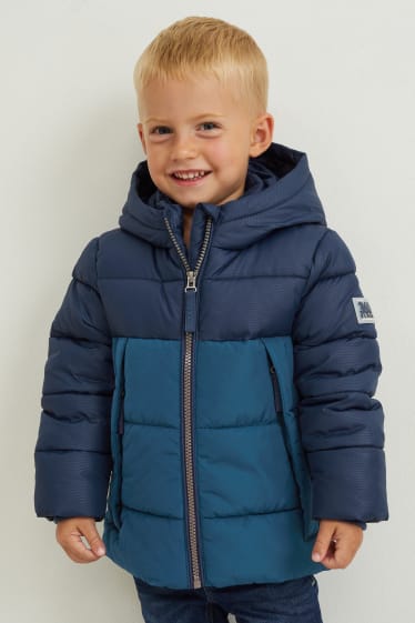 Kinder Buben - Steppjacke mit Kapuze - dunkelblau