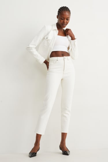 Women - Mom jeans - high waist - light beige