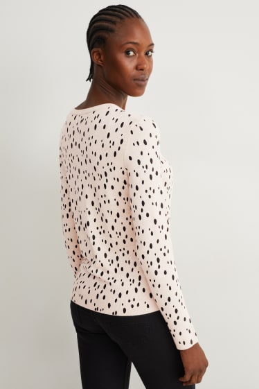 Donna - Maglione basic - a pois - beige