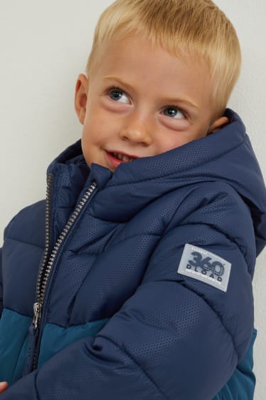 Kinderen - Gewatteerde jas met capuchon - donkerblauw