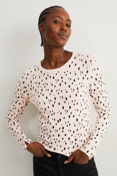 Donna - Maglione basic - a pois - beige