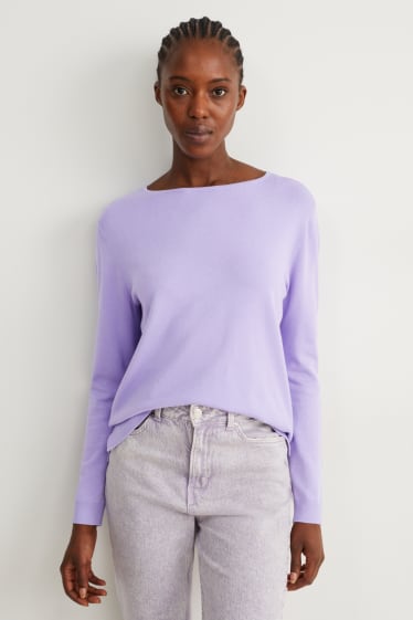 Donna - Maglione basic - viola chiaro