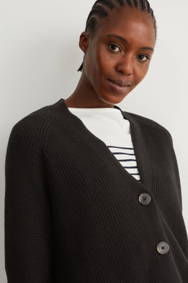 Damen - Basic-Strickjacke - schwarz