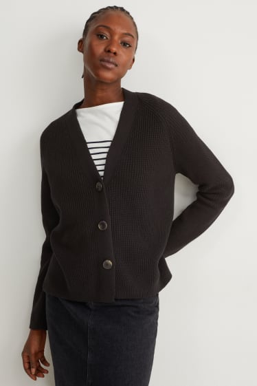 Damen - Basic-Strickjacke - schwarz