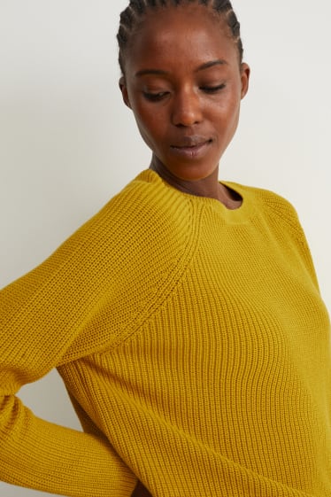 Femmes - Pullover basique - jaune moutarde