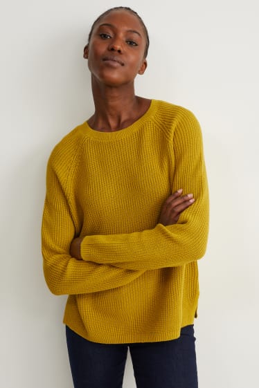 Femmes - Pullover basique - jaune moutarde