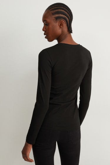 Femei - Multipack 2 buc. - tricou cu mânecă lungă basic - negru