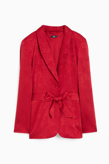 Damen - Blazer - Relaxed Fit - gemustert - dunkelrot