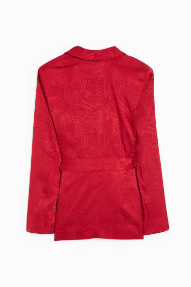 Damen - Blazer - Relaxed Fit - gemustert - dunkelrot