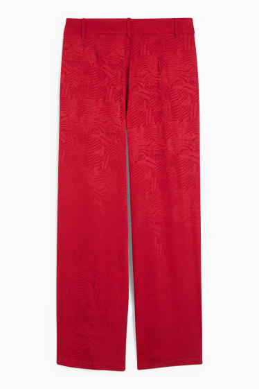 Femmes - Pantalon de toile - mid waist - wide leg - à motif - rouge foncé