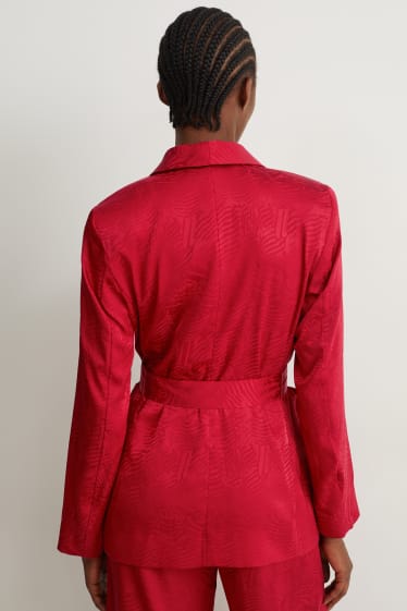 Damen - Blazer - Relaxed Fit - gemustert - dunkelrot