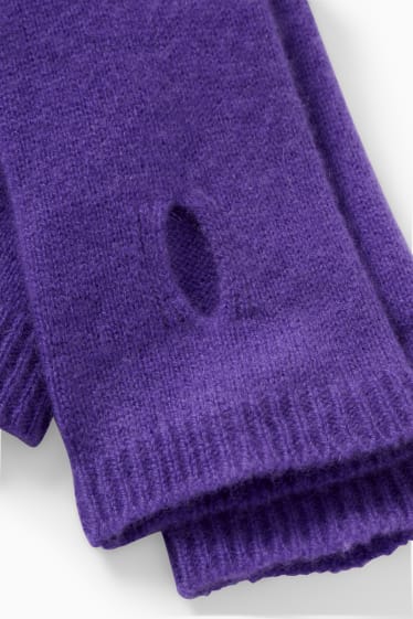 Damen - Fingerlose Kaschmir-Handschuhe - lila