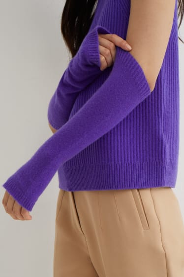 Damen - Fingerlose Kaschmir-Handschuhe - lila
